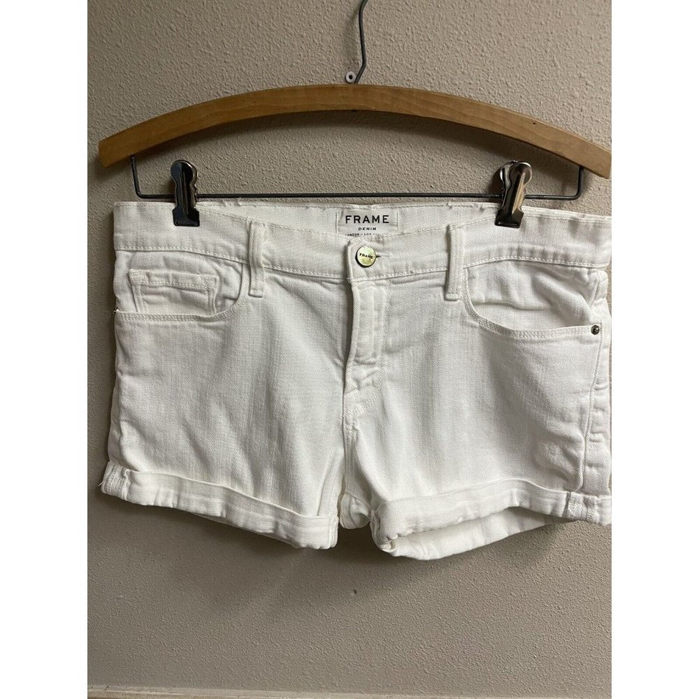 FRAME Le Cutoff Women's White Cuffed Jean Shorts Size 28